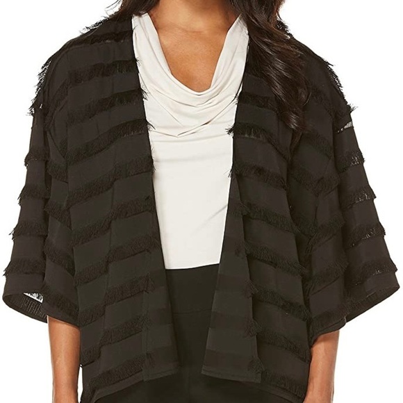 Alfani Black Frayed Stripe Cardigan - Picture 1 of 5